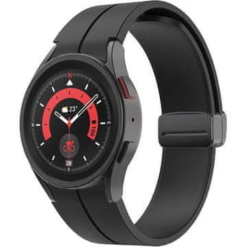 GS Silikonski pašček za Samsung Galaxy Watch 4/5/6/7/FE 40/42/43/44/45/46/47 mm, črne barve