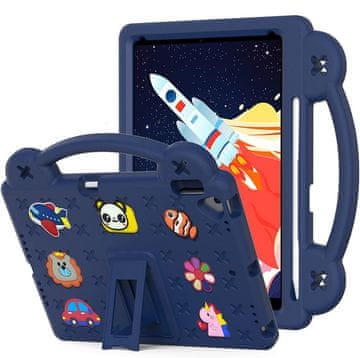 GS Ovitek za iPad 10,2" 2021/2020/2019 (9./8./7. gen.) / Air 10,5" 2019 (3. gen.), ljubki vzorci, s stojalom, temno moder