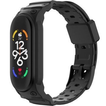 GS Silikonski pašček za Xiaomi Mi Band 5/6/7/7 NFC, črne barve