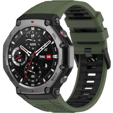 GS Silikonski pašček za Amazfit T-Rex 3, zelen/črn