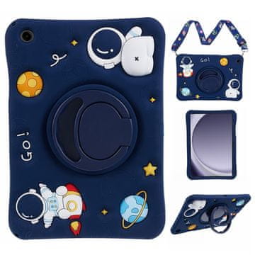 GS Otroški silikonski ovitek za Samsung Galaxy Tab A11+/A9+, s stojalom, astronavt, temno moder