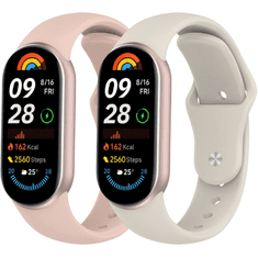 GS 2x silikonski pašček za Xiaomi Smart Band 10 / 9 / 8, roza, bež
