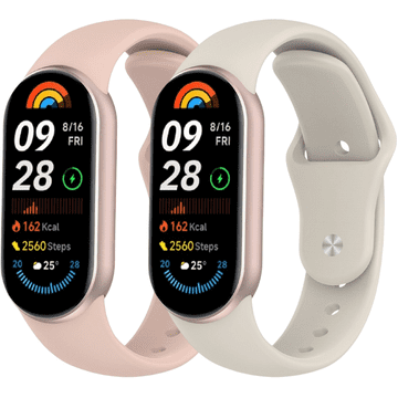 GS 2x silikonski pašček za Xiaomi Smart Band 10 / 9 / 8, roza, bež