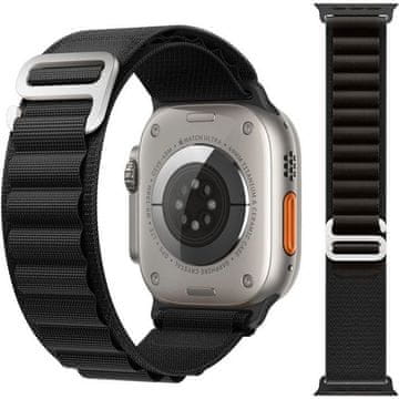 GS Najlonski pašček za Apple Watch 1/2/3/4/5/6/7/8/9/10/11/SE 38/40/41/42 mm, črne barve