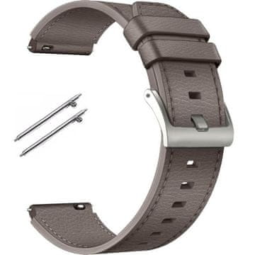 GS Univerzalni usnjen pašček 22 mm, zrnata tekstura, siv