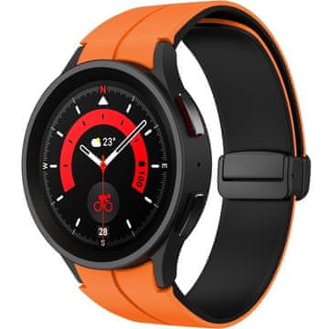 GS Silikonski pašček za Samsung Galaxy Watch 4/5/6/7/FE 40/42/43/44/45/46/47 mm, oranžen / črn