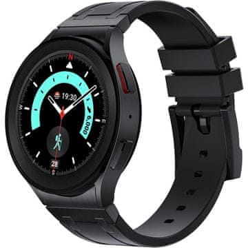 GS Silikonski pašček za Samsung Galaxy Watch 4/5/6/7/FE 40/42/43/44/45/46/47 mm, črne barve / črna zaponka