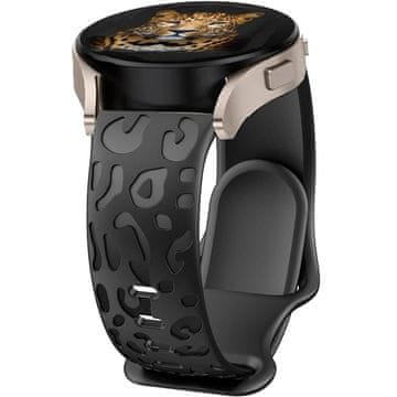 GS Univerzalni silikonski pašček 20 mm, leopardji vzorec, črn