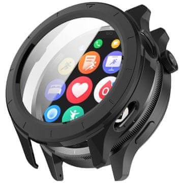 GS Ovitek 2 v 1 + kaljeno steklo za Xiaomi Watch S4 47 mm, črn