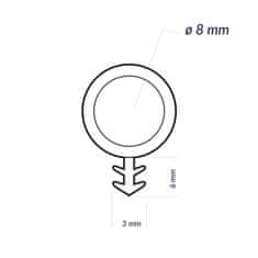 DQ-PP SCHLAUCHDICHTUNG - weiss - 100 Meter - TPE Gummi - STD-03 - Schlauchdurchmesser: 8 mm - Nutbreite: 3 mm - Zimmertürdichtung Gummidichtug Zargendichtung Dichtprofil