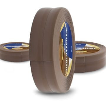 DQ-PP WEICHSOCKELLEISTE | 25m | dunkelbraun | 32x23mm | PVC | selbstklebend | Knickwinkel Fussleisten Gummileiste Sockelleiste Winkelprofil Abschlussleiste Bodenleiste