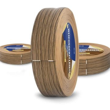 DQ-PP WEICHSOCKELLEISTE | 25m | eiche | 32x23mm | PVC | selbstklebend | Knickwinkel Fussleisten Gummileiste Sockelleiste Winkelprofil Abschlussleiste Bodenleiste