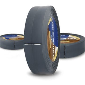 DQ-PP WEICHSOCKELLEISTE | 25m | grafit | 32x23mm | PVC | selbstklebend | Knickwinkel Fussleisten Gummileiste Sockelleiste Winkelprofil Abschlussleiste Bodenleiste