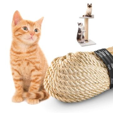 DQ-PP SISALSEIL | 50 m | 6 mm močan | Naravna šipa iz sisala za Kratzbaum Katzenbaum | Kratzseil DIY Fuer Katzen Ersatzteile