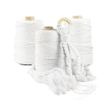 DQPP | Premium MACRAMEE GARN | 100m | 5 mm | Weiss | 100% Baumwolle | Kordel Natur | Baumwollgarn Baumwollseil | DIY ročna dekoracija