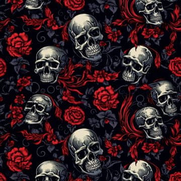 ZUNANJI DEKORATIVNE TKANINE OXFORD - motiv lobanj I DX4407
