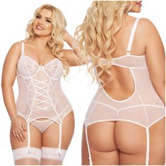 SoftLine Brenda 1894 XL bel čipkast korzet s tangicami