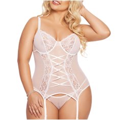 SoftLine Brenda 1894 XL bel čipkast korzet s tangicami