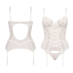 SoftLine Brenda 1894 XL bel čipkast korzet s tangicami