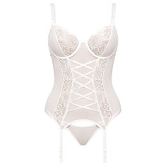 SoftLine Brenda 1894 XL bel čipkast korzet s tangicami