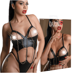 Daring! Bodi Wetlook z odprtimi košaricami, verižicami in tangicami, seksi perilo - S/M