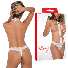 Daring! Bel erotični bodi iz smokinga z pentljo - Stacy Tuxedo Body S/M