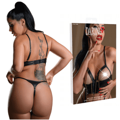 Daring! Bodi Wetlook z odprtimi košaricami, verižicami in tangicami, seksi perilo - S/M