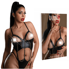 Daring! Bodi Wetlook z odprtimi košaricami, verižicami in tangicami, seksi perilo - S/M