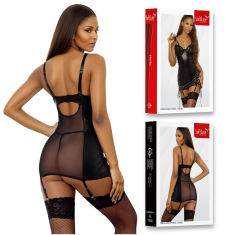 Obleka Wetlook s čipko in tangicami SoftLine črna 110836 S