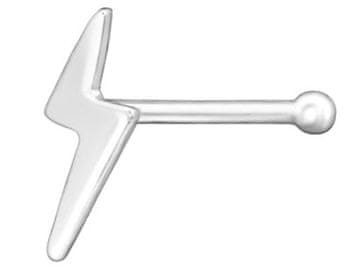 Seijou Srebrni nosni obroček v obliki strele 6,2 mm, piercing za nosnico, srebro 925