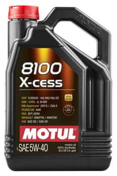 Motul OLJE 5W40 4L 8100 X-CESS / A3/B4 / 502,00 505,00 / 229,5 226,5 / A40 / RN0710 / 9.55535 / B71 2296