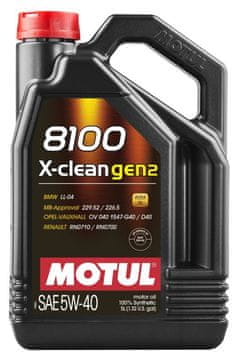 Motul OLJE 5W40 5L 8100 X-CLEAN GEN2 C3 / 511,00 / 229,52 226,5 / LL04 / DEX2 / C40 / RN0710/700 / 9.55535-S2/T2