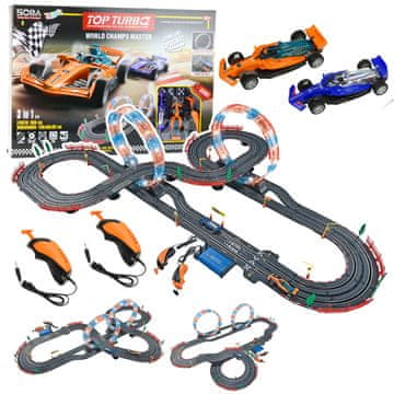 slomart Lean Toys dirkalni avto steza 3v1, 560 cm, z lučmi in daljinskim upravljanjem