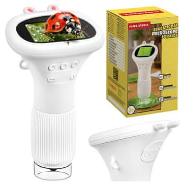 Mikroskop Kruzzel mikroskop 1000x - beli, digitalni, žepni, z LED osvetlitvijo