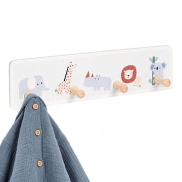 Northix Otroški obešalnik za plašče s 4 kavlji, MDF in bor, 10x38 cm