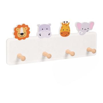 Northix Otroški obešalnik za plašče s 4 kavlji, 15 x 38 cm, MDF in bor