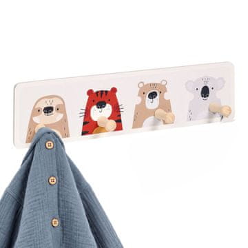 Northix Otroški obešalnik za plašče s 4 kavlji, MDF in bor, 10x38 cm