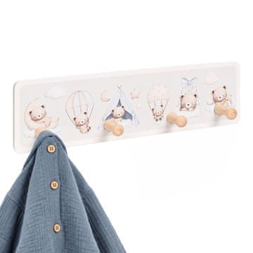 Northix Otroški obešalnik za plašče s 4 kavlji MDF in bor 10x38 cm
