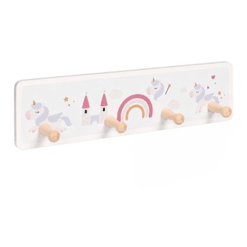Northix Otroški obešalnik za plašče s 4 kavlji, MDF in bor, 10x38 cm