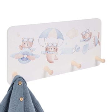 Northix Otroški obešalnik za plašče s 4 kavlji MDF in bor 20x40 cm