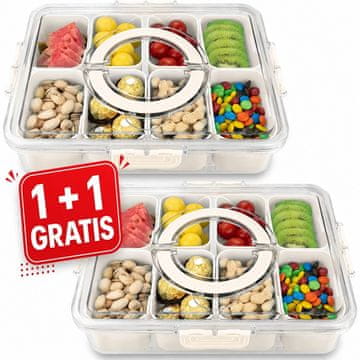 Cool Mango Prenosna škatla za prigrizke, 2 kosa (1 + 1 GRATIS), s predelki in varnim pokrovom