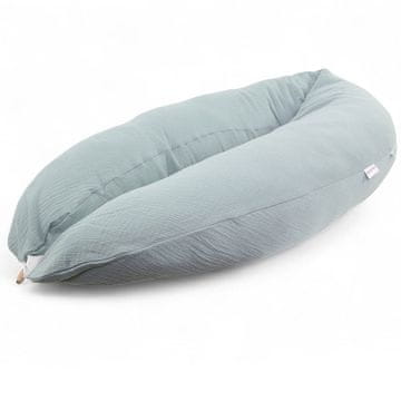 HOBEA HOBEA XXL nosečniška in dojilna blazina 190 cm – bio muslin, sivo-modra
