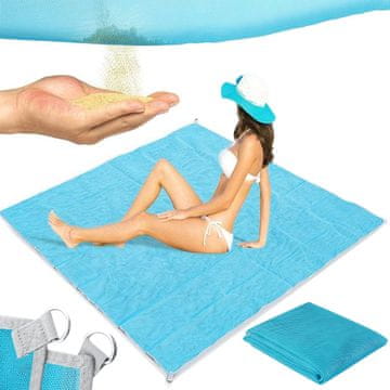 Retoo PLAŽNA PREPROGA XXL 200x200 SAND FREE – modra – S045