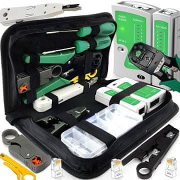 Retoo OMREŽNI PREIZKUŠEVALEC, STISKALNIK, VSTAVLJALNIK RJ45, ETUI LSA -O197