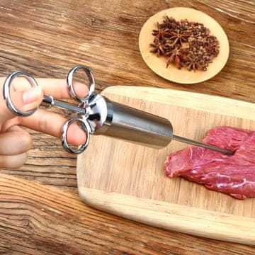 Retoo Brizga za vbrizgavanje marinade v meso, naprava za vbrizgavanje, jeklena, 3 igle