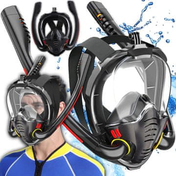 Retoo MASKA ZA POTAPLJANJE IN SNORKELING, CELOLICNA, ČRNA – SR256