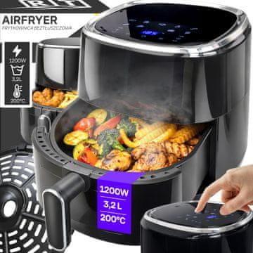 Retoo BEZMAŠNA FRITIRNICA AIR FRYER PEČICA 1200 W, 10 NAČINOV DELOVANJA AIR FRYER – OR1313