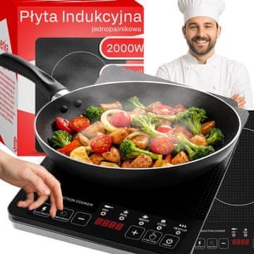 Retoo INDUKCIJSKA PLOŠČA Z ENIM GORILNIKOM, ELEKTRIČNA PRENOSNA KUHALNA PLOŠČA 2000 W, 5 FUNKCIJ, O210-1
