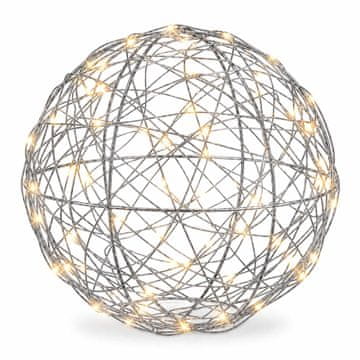 Northix 20 cm srebrna LED dekorativna svetlobna krogla
