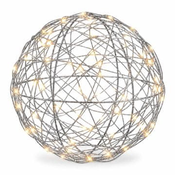 Northix 30 cm srebrna LED dekorativna krogla – notranja svetlobna krogla